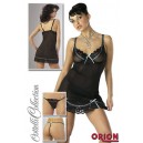 NEGLIGE' NERO CON INSERTI IN PIZZO E LACCETTI VERDI (TAGLIA: S)