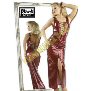 /539-843-thickbox/abito-laccato-bordeaux-con-zip-frontale-e-lacci-taglia-l.jpg
